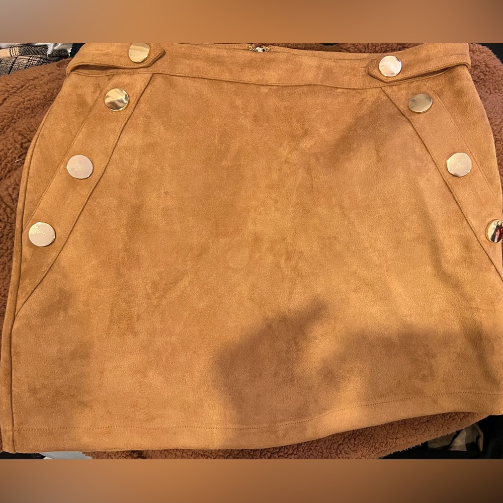 Camel Faux-Suede Skirt - Large